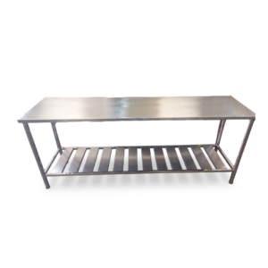 Mesa com Uma Prateleira em Aço Inox